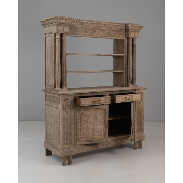 1910s Belgian Renaissance Revival Oak Cupboard With Carved Columns For Sale - Image 11 of 18