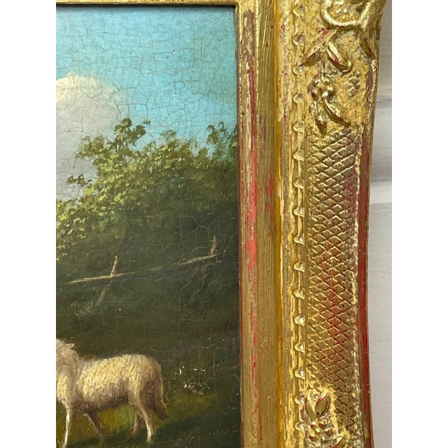 Antique Belgian Sheep Paintings Pair, Franz Van Severdonck Oil on Panel Pastoral Farm Scenes For Sale - Image 6 of 18