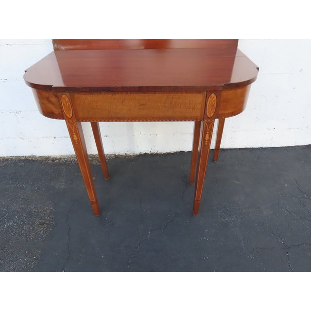 Mahogany Inlay Console Card Dinette Dining Extension Table 6082 For Sale - Image 9 of 17