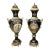 Midnight Blue French Style Porcelain Vase With Nature Artwork, Gold Leaf & Bronze Details For Sale