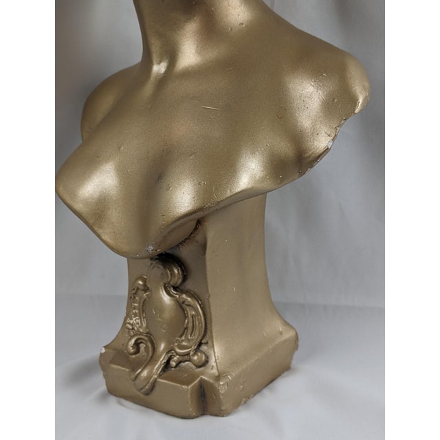Vintage Gilt Composition Bust "Lys" After Emile Pinedo, French Art Nouveau Revival Sculpture For Sale - Image 16 of 18