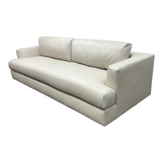 Varick Swan Pebbled Leather Sofa For Sale