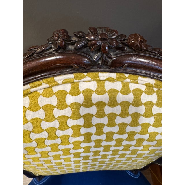 Rococo European-Style Carved Wood Armchair With Upholstered Seat and Back For Sale - Image 3 of 5