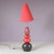 Ceramic Floor Lamp with Red Fabric Hood from Francois Chatain, France, 1970s For Sale - Image 4 of 15