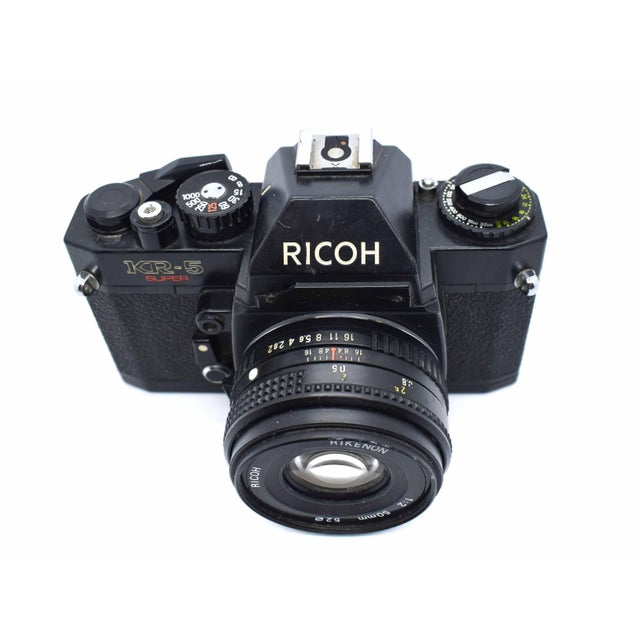 1980's Ricoh Kr-5 Super 35mm SLR Camera With Rikenon 50mm Lens For Sale - Image 4 of 10