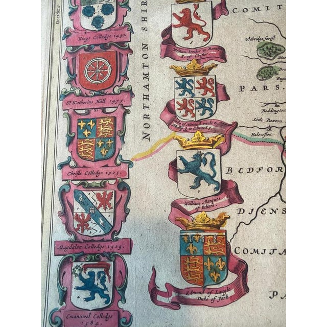Antique Map of Cambridgeshire & Cambridge from Joan Blaeu, 1645 For Sale - Image 10 of 13