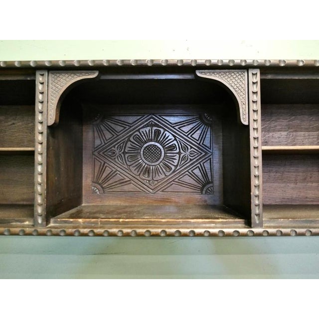 Long Gothic Carved Oak Wall Shelf with Storage For Sale - Image 5 of 8