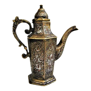 Antique Silver Inlaid Coffee Tea Pot Mosul Ayyubid