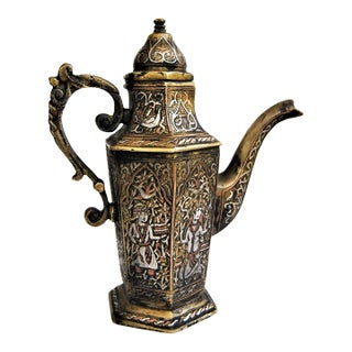 Silver Inlaid Antique Tea Pot Mosul Ayyubid For Sale