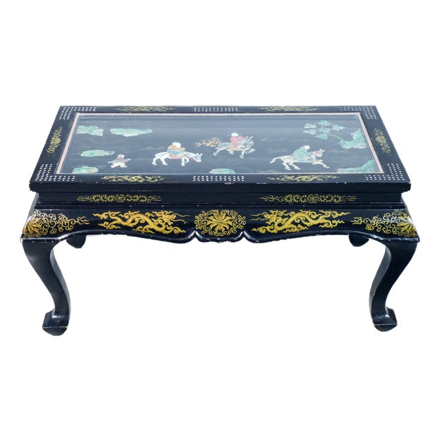 Chinese Low Table with Semiprecious Stone Inlays For Sale