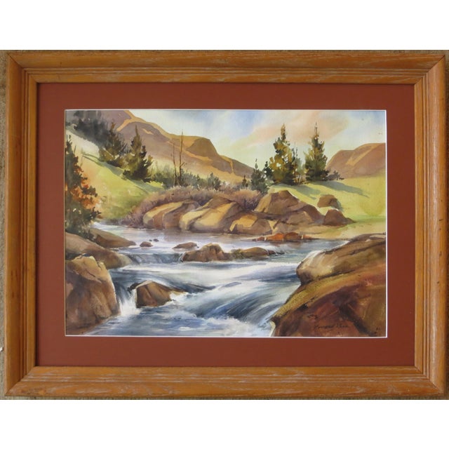 Howard Rees Mountain Stream Watercolor Painting, Framed For Sale In San Francisco - Image 6 of 7