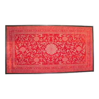 A Large Red-Ground Cut Velvet and Metallic Thread 'Lotus' Kang Cover , Qing Dynasty 18th/19th Century For Sale