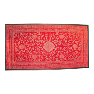 A Large Red-Ground Cut Velvet and Metallic Thread 'Lotus' Kang Cover , Qing Dynasty 18th/19th Century