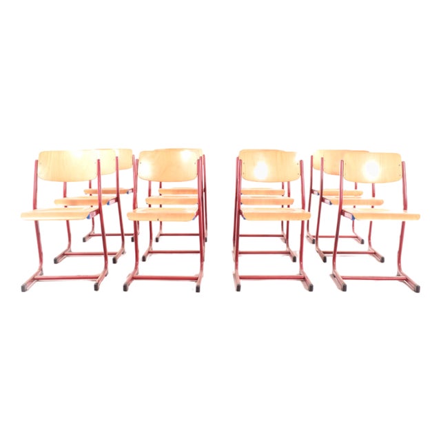 Vintage School Chairs, 1950s, Set of 12 For Sale