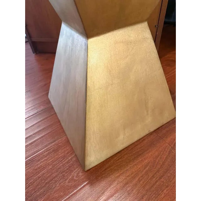 2000 - 2009 Geometric Gilded Metal Pedestal For Sale - Image 5 of 5