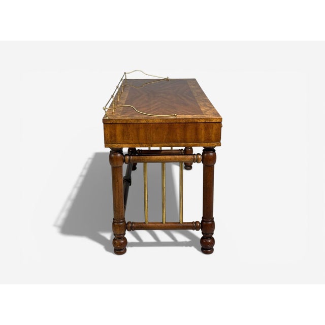 Mastercraft Style, Hollywood Regency, Writing Desk, Burl, Brass, Usa, 1960s For Sale - Image 9 of 14
