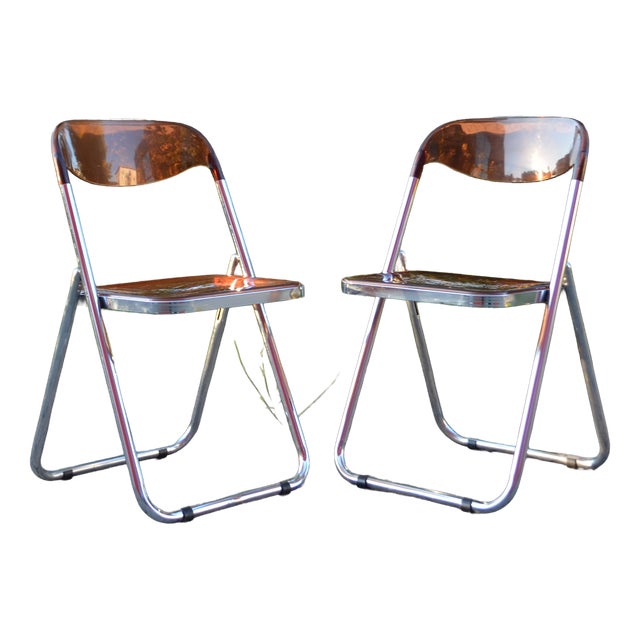 Mid-Century Modello Depositato Folding Chairs, Italy, 1970s, Set of 2 For Sale