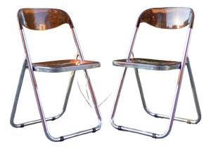 Mid-Century Modello Depositato Folding Chairs, Italy, 1970s, Set of 2