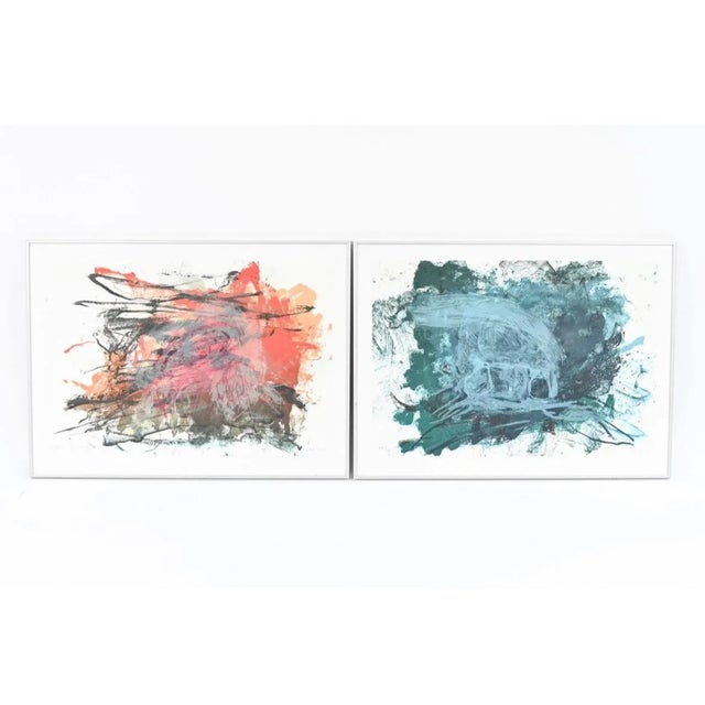 Vintage Signed Abstract Lithographs — a Pair For Sale - Image 12 of 12