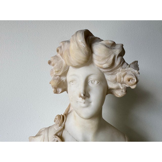Italian A. Masi Art Nouveau Carved Alabaster Bust Sculpture/Sold For Sale - Image 10 of 12