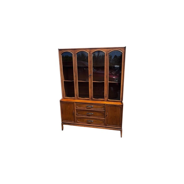 Mid-Century Modern Mid 20th Century Modern China Cabinet With Walnut Finish by Halle Bros For Sale - Image 3 of 11