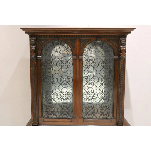 1900 - 1909 Antique Walnut Italian Cupboard Drinks Bar For Sale - Image 5 of 10