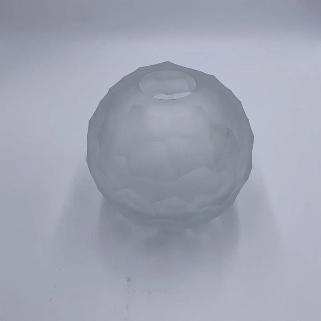 Glass vase faceted and frosted Labeled by Maker