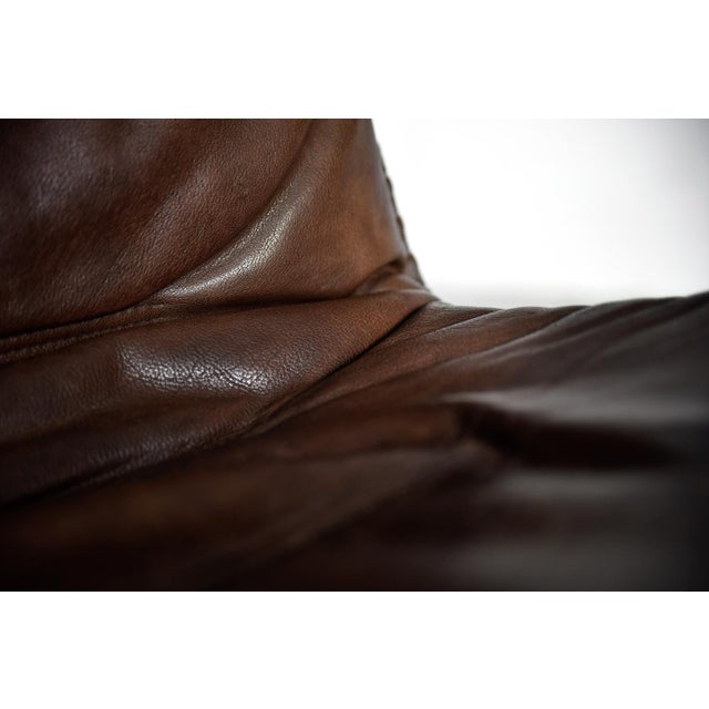 Set of Mid-Century Danish Modern Brown Leather Adjustable Easy Chair and Ottoman from Berg Furniture, 1970s For Sale - Image 4 of 18