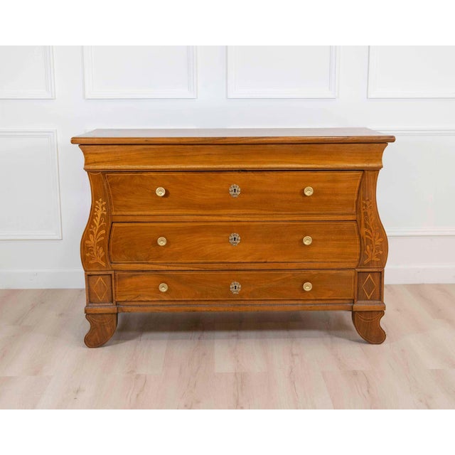 A handsome Louis Philippe walnut chest of drawers from the first half of the 19th century, this piece captures the...