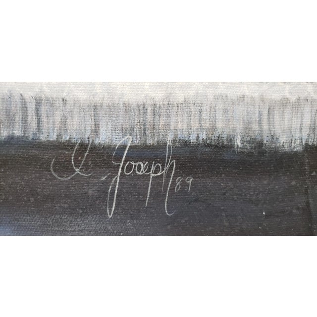 Textile "Arrangement in Blue" Original Oil Painting by Joseph C.1989 For Sale - Image 7 of 9