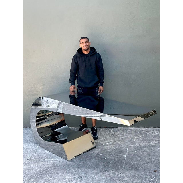 Vintage Italian Polished Chrome Giancarlo Pretazzoli Onda-C Desk For Sale - Image 4 of 12