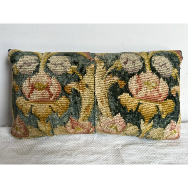 17th Century Florentine Pillow, 18"x10"—a luxurious blend of velvet and silk, showcasing intricate Renaissance-era Italian...