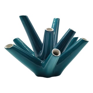 Vibi Torino Green Ceramic Multi-Flower Vase, Italy, 1960s For Sale