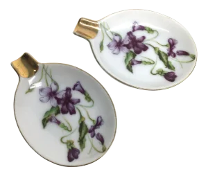 Vintage Leftons Exclusives Porcelain Lily Personal Ashtray - Set of 2