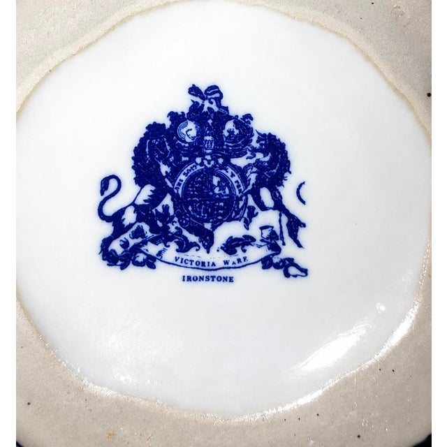 Blue Intage Victoria Ware Ironstone Blue & White Ewer Pitcher & Wash Basin Set – 2 Pieces For Sale - Image 8 of 8