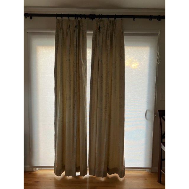 Beautiful designer sheen fabric, blue background with designs perfect for any room in the house first 2 pictures are too...