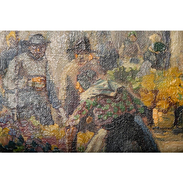 Early 20th Century Large European Flower Market Oil Painting, Signed H. Johannsen, Ornate Gilt Frame For Sale - Image 6 of 17
