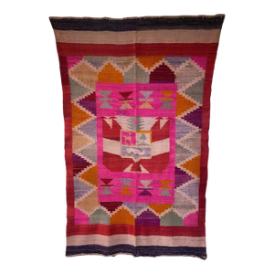 Late 20th-Century Vintage Peruvian Patriotic Folk Textile With National Coat of Arms (90" X 56")