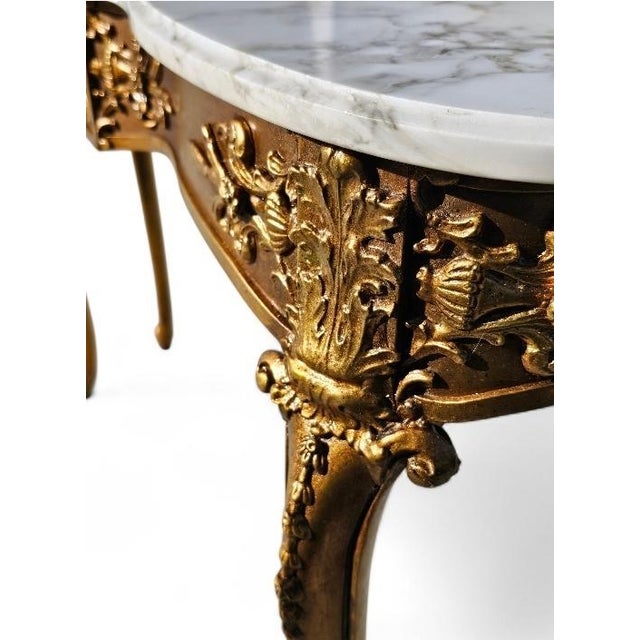 1940s Italian Marble Giltwood & Marble Console Tables-a Pair For Sale - Image 9 of 18