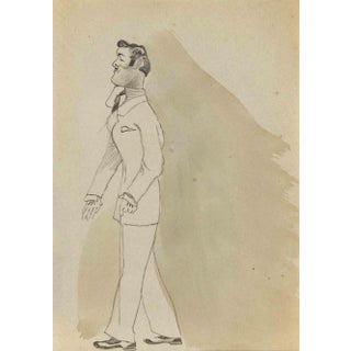 Mino Maccari, The Gentleman, Mixed Media on Paper, Mid-20th Century For Sale