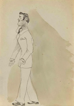 Mino Maccari, The Gentleman, Mixed Media on Paper, Mid-20th Century