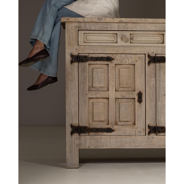 1970s French Primitive Oak Buffet With Iron Hardware For Sale - Image 17 of 18