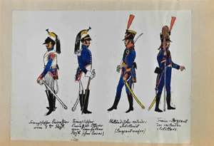 Herbert Knotel, French and Dutch Soldiers, Original Ink & Watercolor Drawing, 1940s