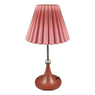 Modernist Pink Pleated Murano Glass Table Lamp, 1970s For Sale
