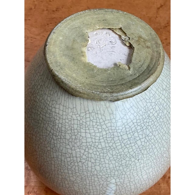 Vintage Crackle Glazed Ceramic Vase For Sale - Image 9 of 12