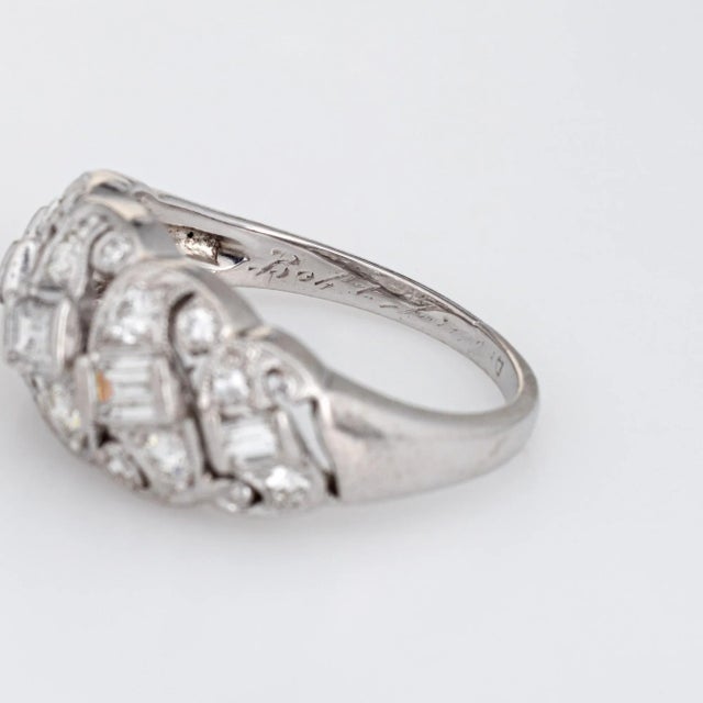 Gemstone Mid 20th Century Vintage Diamond Anniversary Band Sz 5.5 Platinum Mid Century Ring For Sale - Image 7 of 7
