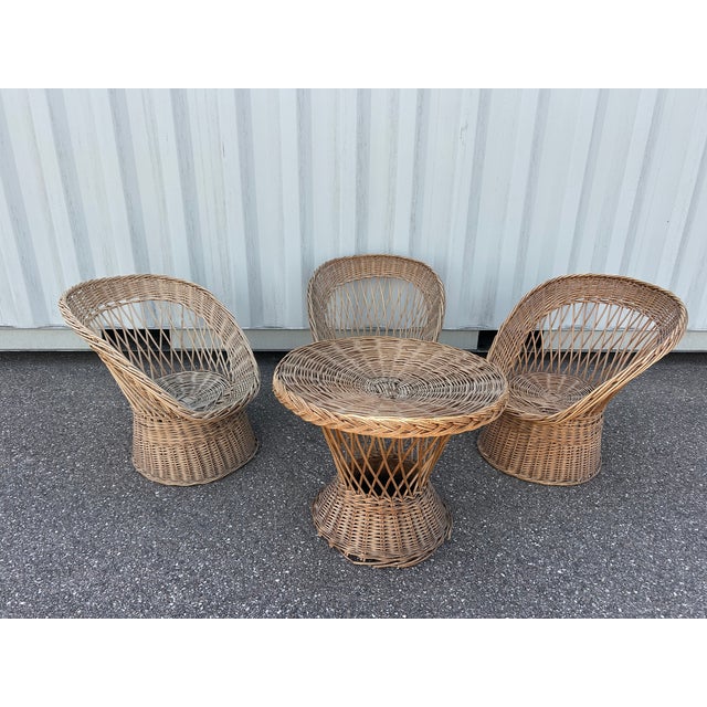 Wicker Living Room Set, 1970s, Set of 4 For Sale - Image 17 of 17