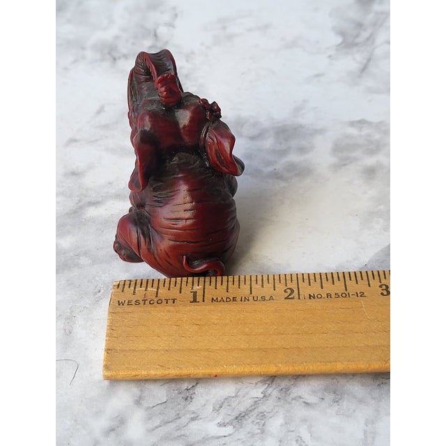 Red Boxwood Japanese Netsuke Elephant For Sale - Image 12 of 14