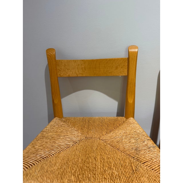 1970s Set of 3 Danish Modern Style Oak Counter Stools With Rush Seats For Sale - Image 6 of 15