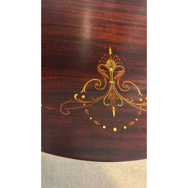 1910s Vintage Stickley & Company Mahogany Kidney Table W/ Mother of Pearl Inlay For Sale - Image 5 of 9